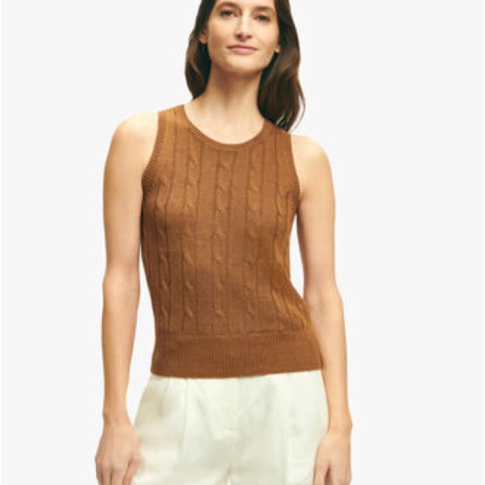 Brooks Brothers Tan Cable Knit Sweater